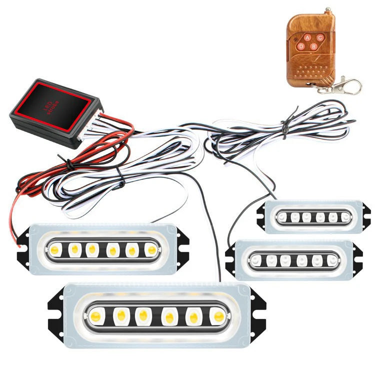 4-Piece LED Strobe Grille Light Strip Red/Blue with Remote, Model XA926S-4