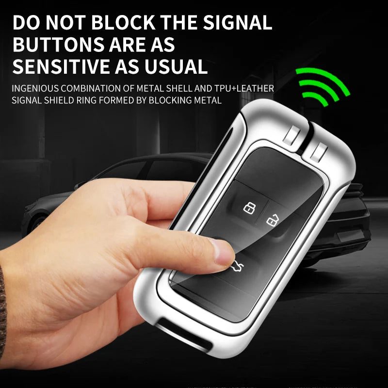 GPRGIT Car Logo Metal+Leather Car Key Case Shell for Chery Tiggo 3 5X 4 8 Glx 7 2019 2020 Arrizo Holder Keyless Bag Styling Accessories