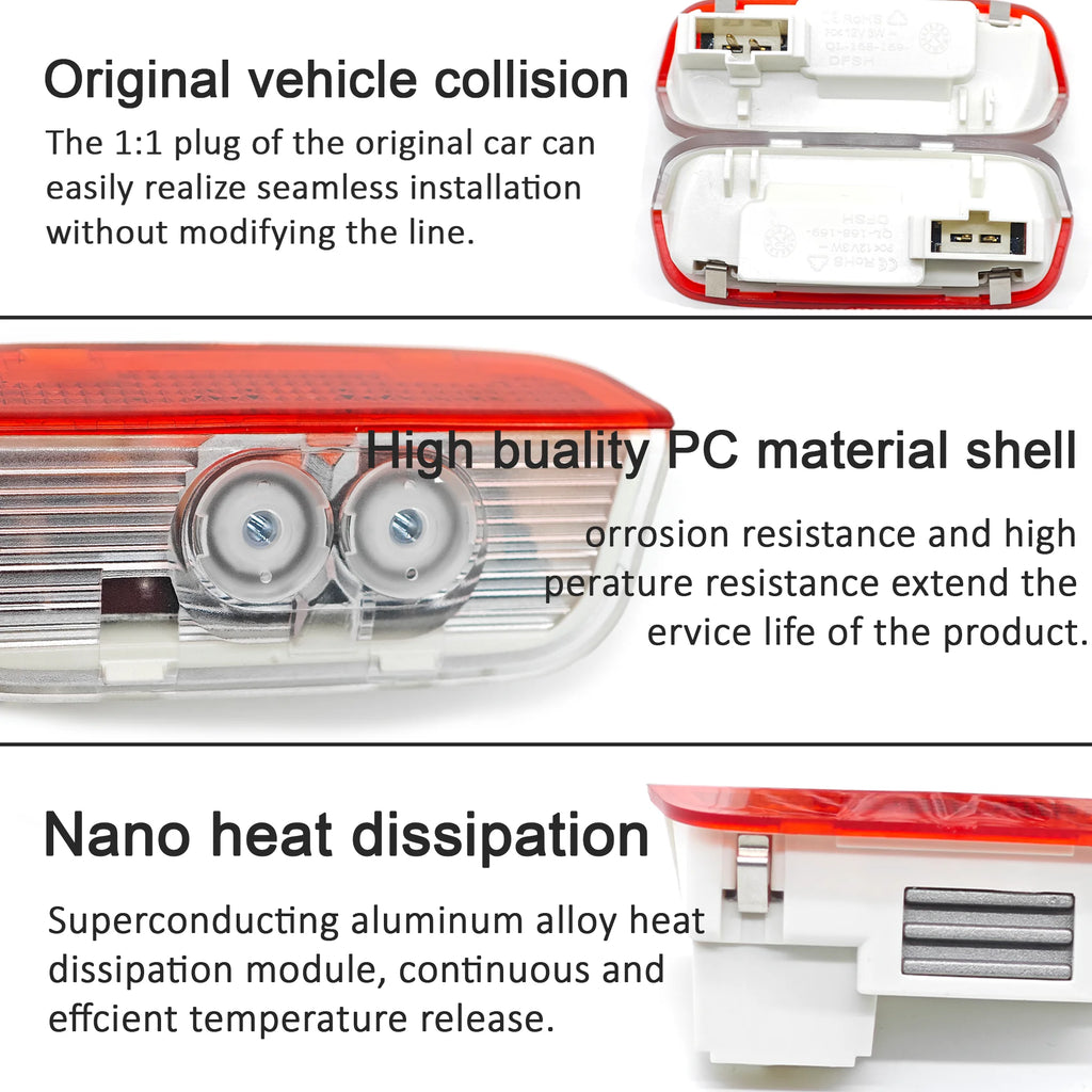 GPRGIT BRAD Dynamic LED Logo Projector Lamp Welcome Door Lights for Golf 6/7 for Passat B7/B5 Touran-Dual Lens Car Door Light