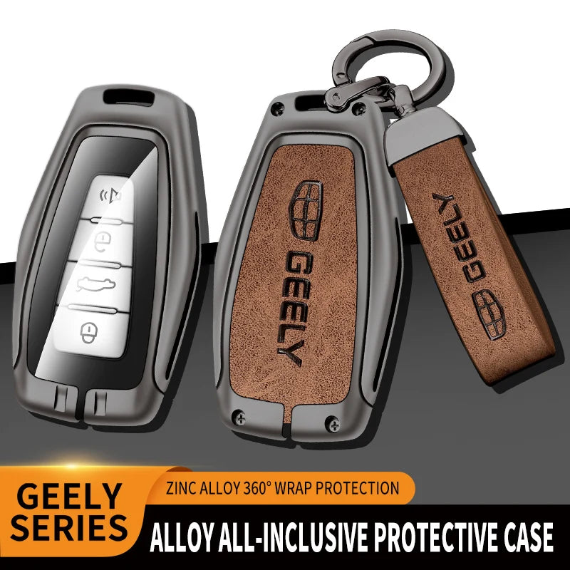 GPRGIT Zinc Alloy Leather Car Key Case Cover for Geely Coolray Atlas Boyue NL3 Emgrand X7 EX7 SUV GT GC9 Borui Remote Accessories