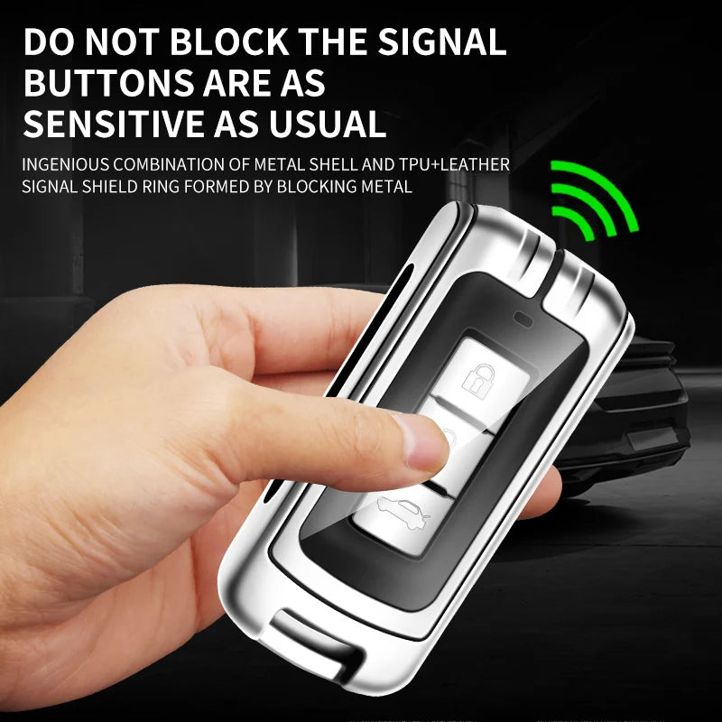 GPRGIT Zinc Alloy Leather Car Remote Key Case Cover Shell for Mitsubishi Xpander Outlander ASX Pajero Eclipse Cross Montero