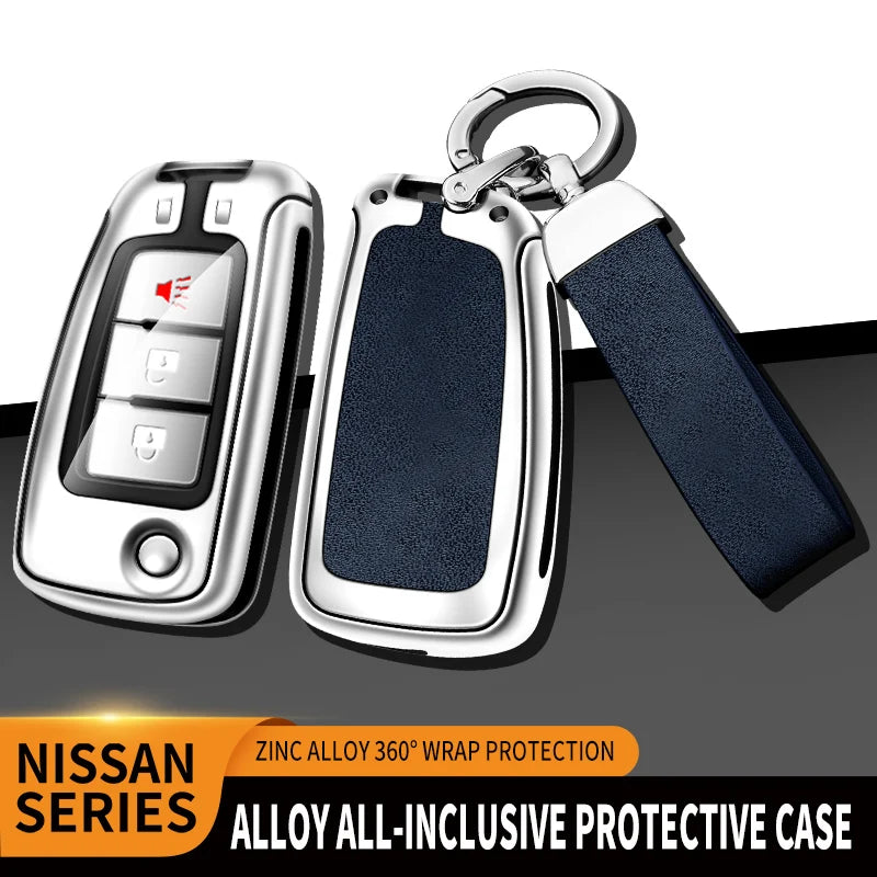 GPRGIT New Zinc Alloy Leather Car Key Case Cover for Nissan X-Trail Qashqai J11 Juke Murano Micra Tiida Maxima Altima Kicks Accessories