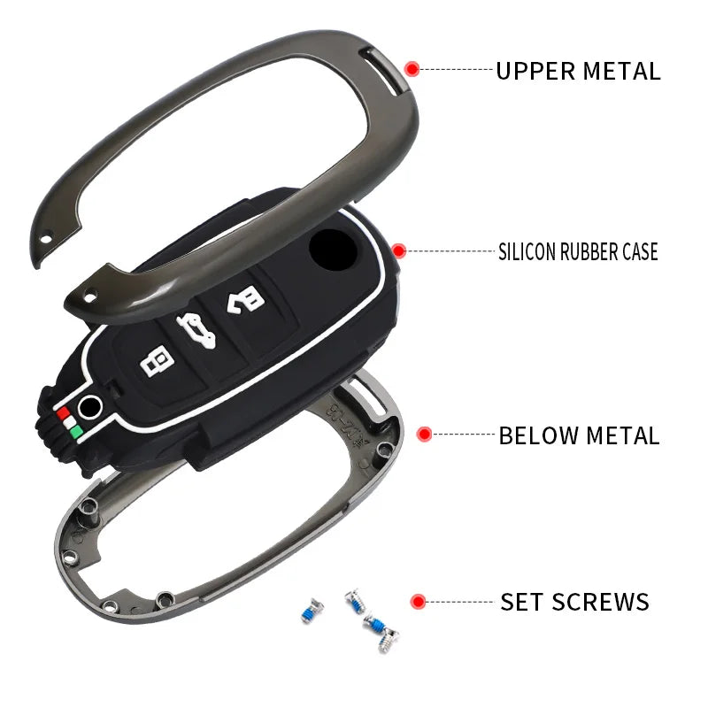 GPRGIT Zinc Alloy 3 Buttons Remote Key Shell Case Cover Smart Keychain for Volkswagen touareg 2001 2012 2013 2015 2016 Accessories