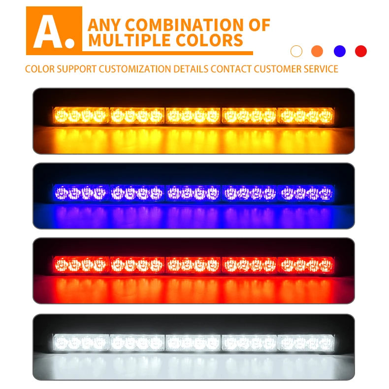 LED Warning Lights 9 Inch Emergency Strobe Light Bar Traffic Advisor Vehicle Truck Strobe Warning Flashing Led Safety Light