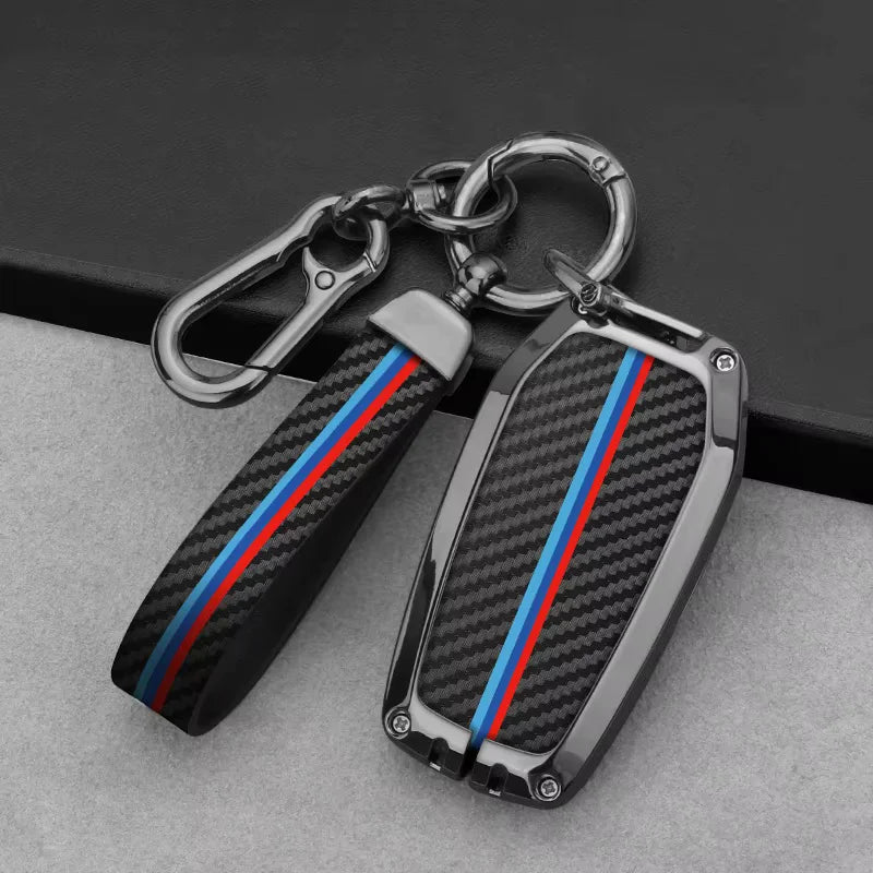 GPRGIT Carbon Car Logo Key Case for Toyota Corolla Prius Camry CHR C-HR RAV4 Land Cruiser Prado Altis Hilux Fortuner 200 Crown Highland