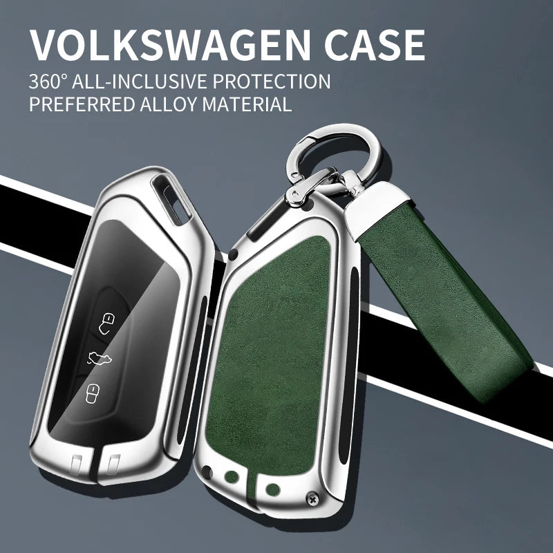 GPRGIT Metal Leather Key Case Cover for VW Volkswagen Golf 8 2020 Skoda Octavia A8 2021 SEAT Leon MK4 Key Fob