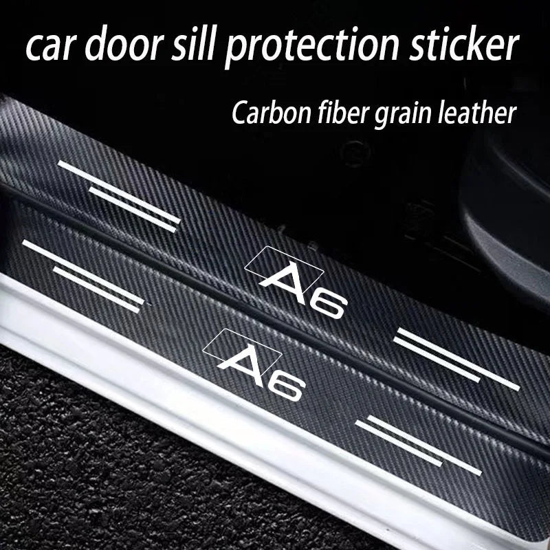 Car Door Sill Guard Plate Threshold Protector Carbon Fiber Running Board for Audi A6
