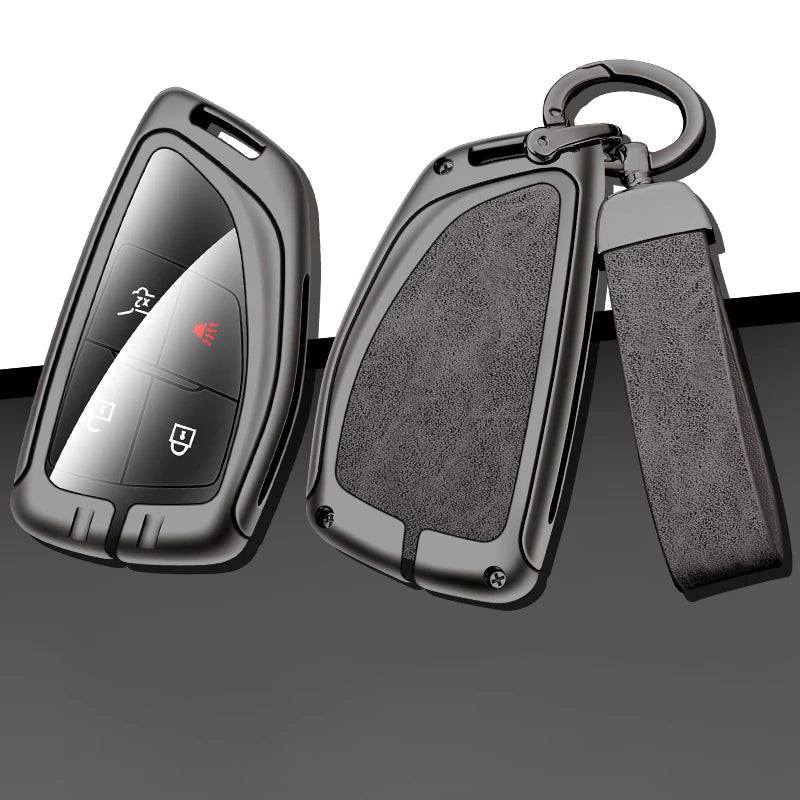 GPRGIT Metal Leather 3/4/5/6 Button Car Key Cover Case for Chevrolet/GMC Yukon/Suburban/Tahoe 2015-2016