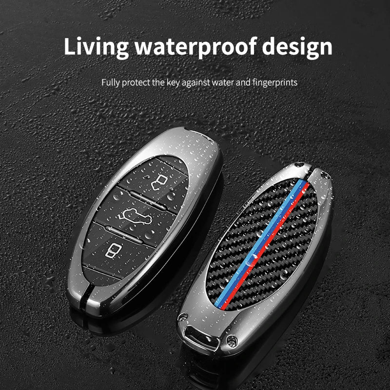 GPRGIT Smart Zinc Alloy Carbon Car Key Case Cover Holder for 2021 FAW T77 Bestune T99 B70 T55 T33