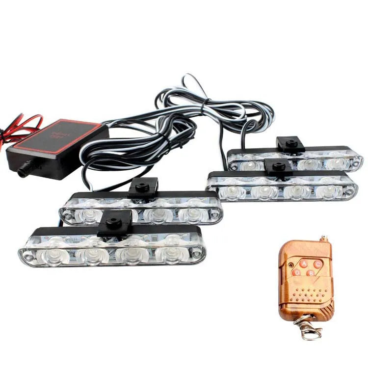 4-Piece LED Strobe Grille Light Strip Red/Blue with Remote, Model XA9204-4