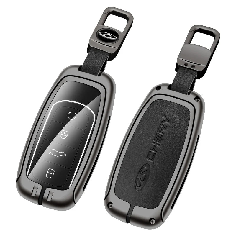 GPRGIT Leather Zinc Alloy Smart Key Case Cover for Chery Tiggo 7 Tiggo 8 Pro 8 PLUS Arrizo 5 Keyless Holder Protector Shell