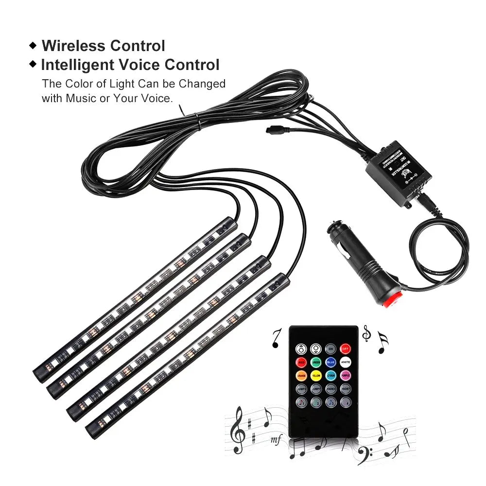 GPRGIT Remote 5050 RGB LED Strip Lamp USB Car Interior Atmosphere Ambient Light 12V 72W
