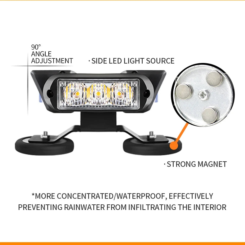 New Upgraded 14 Inch Vehicle Led Warning Strobe Light Bar Magnetic Rooftop Emergency Flashing Light 12v 24v Ip67 Waterproof 13