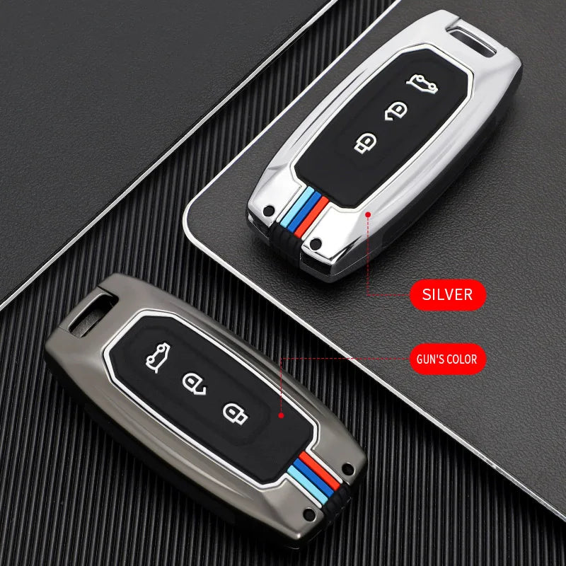 GPRGIT Car Folding Remote Key Protector Fob Accessories for Ford Mondeo Galaxy Focus S-Max C-Max Ranger Transit ST Metal Keychain