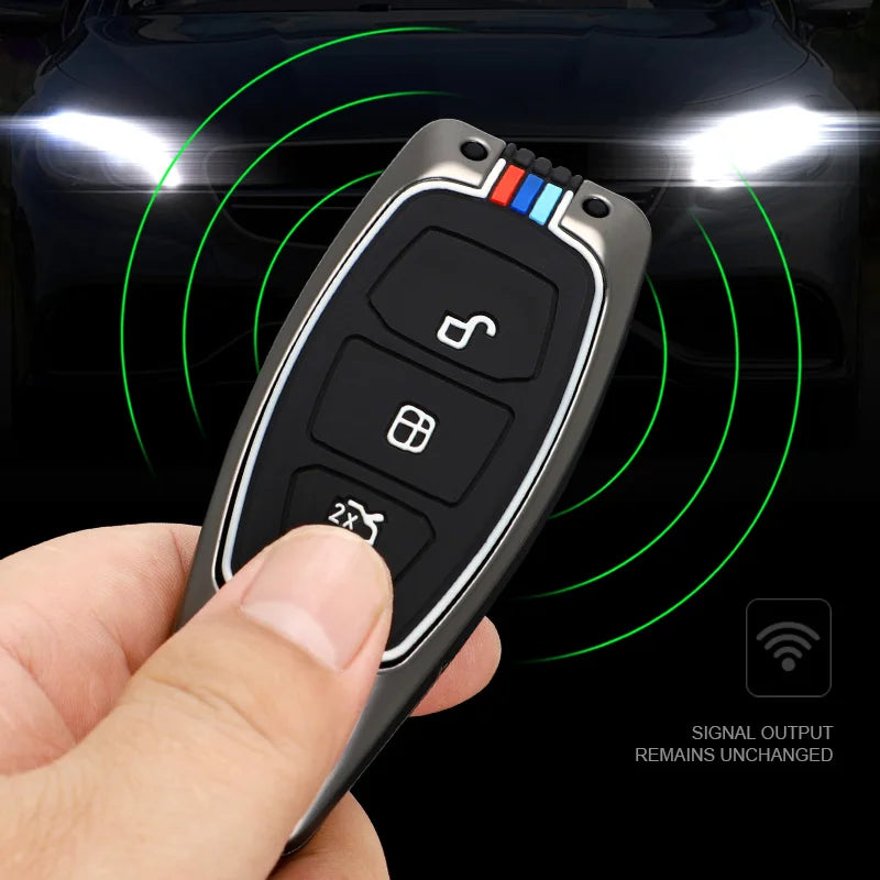 GPRGIT Zinc Alloy Car Key Case Cover for Ford Focus Mk2 Mk3 2 3 Kuga Edge Ranger Mondeo s Max c Max 2008-2016 Protector Keyless