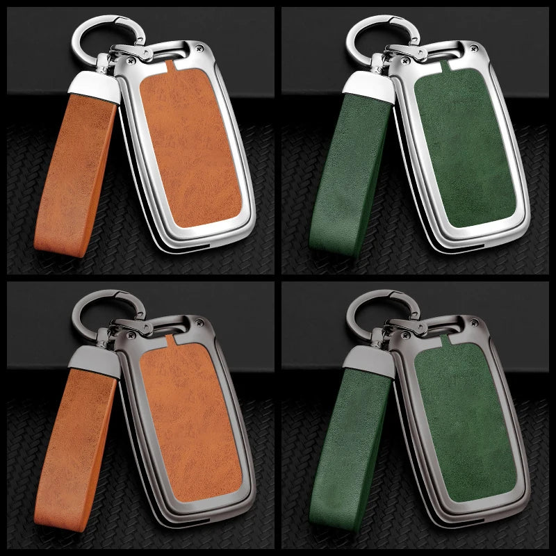 GPRGIT Metal Leather Key Case Cover for Volkswagen VW Bora Polo Tiguan Jetta Passat B5 B6 B7 Golf Beetle Skoda Octavia