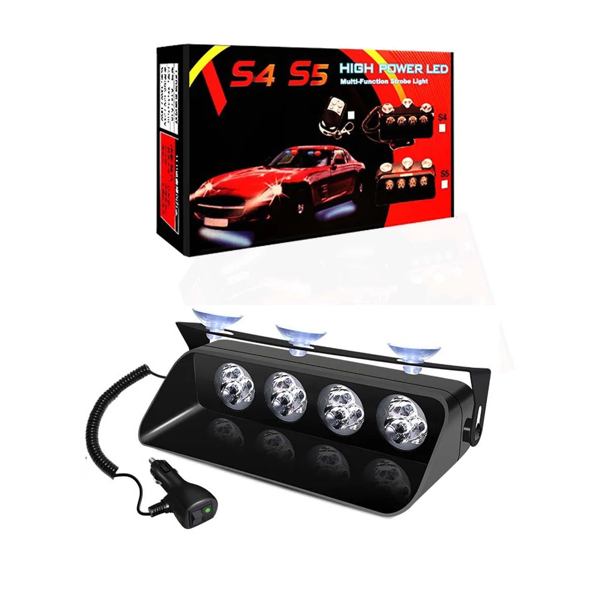 GPRGIT 12SMD Red/Blue LED Strobe Warning Light with Suction Cup - Dashboard Windshield Interior Flash Light