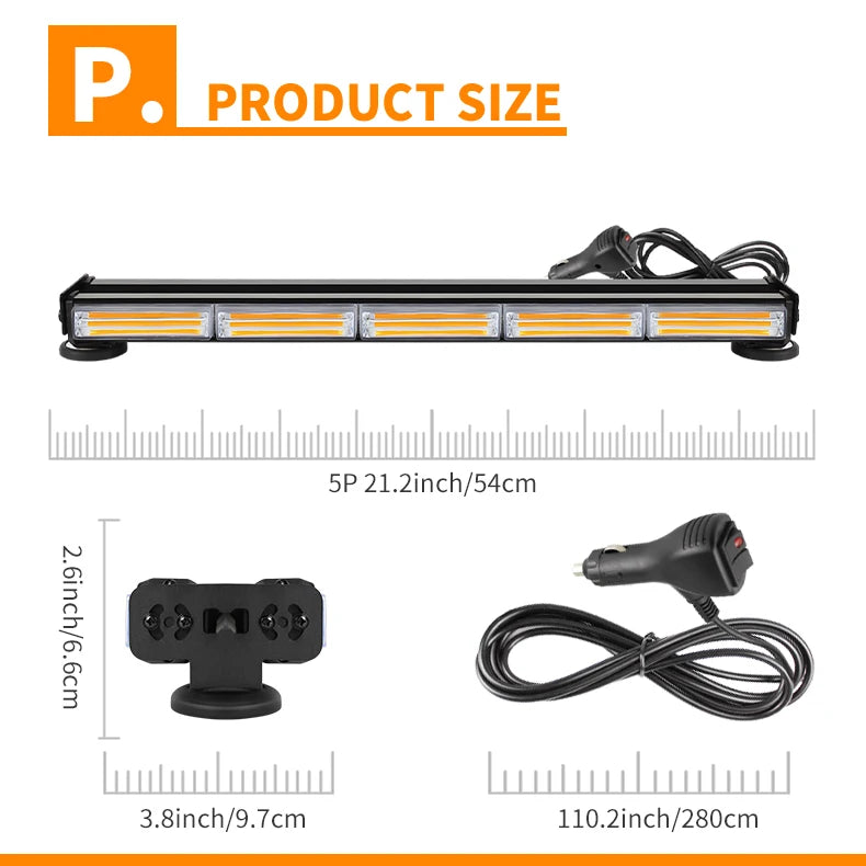 12V Double Sided LED Emergency Vehicle Warning Lights Magnetic Mounting LED Strobe Light Bars for Trucks