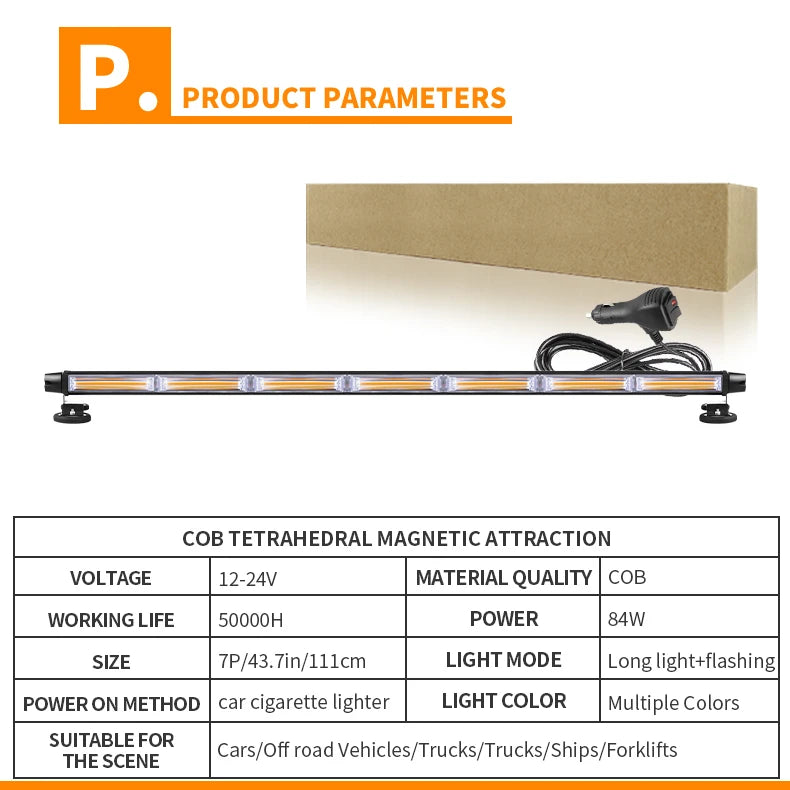 43inch Led Strobe Light Bar Amber Four Sided Traffic Advisor Emergency Flashing Lamp Bars Vehicle Warning Light Bar 12v 24v