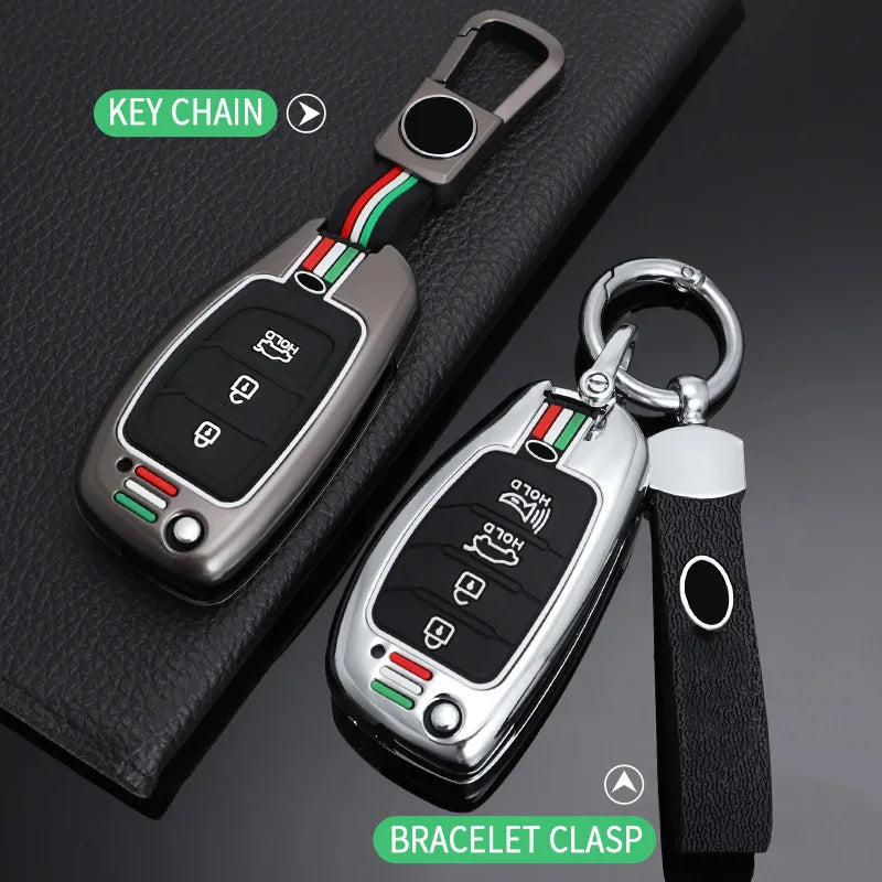 GPRGIT Metal Car Flip Key Case Cover for Hyundai IX25 IX35 IX45 I10 I20 I30 HB20 Elantra Solaris Sonata Santa Fe Sport Tucson Key Shell
