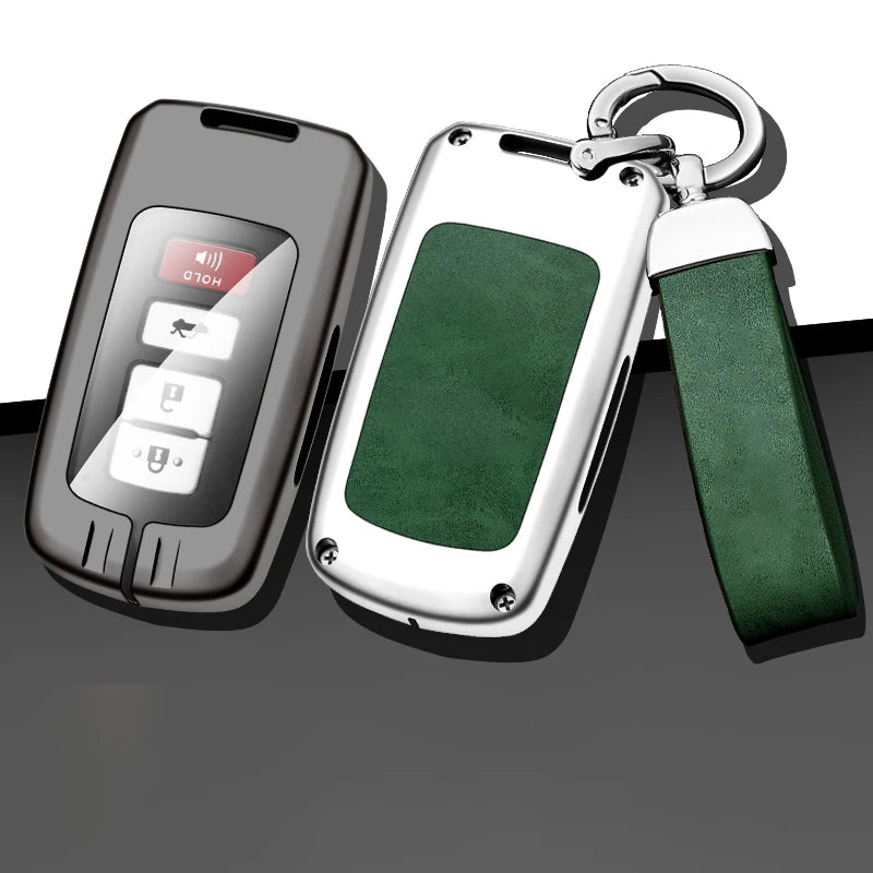 GPRGIT Metal Leather Car Logo Key Case for Toyota Camry Corolla RAV4 Highlander Avalon 2015-2017