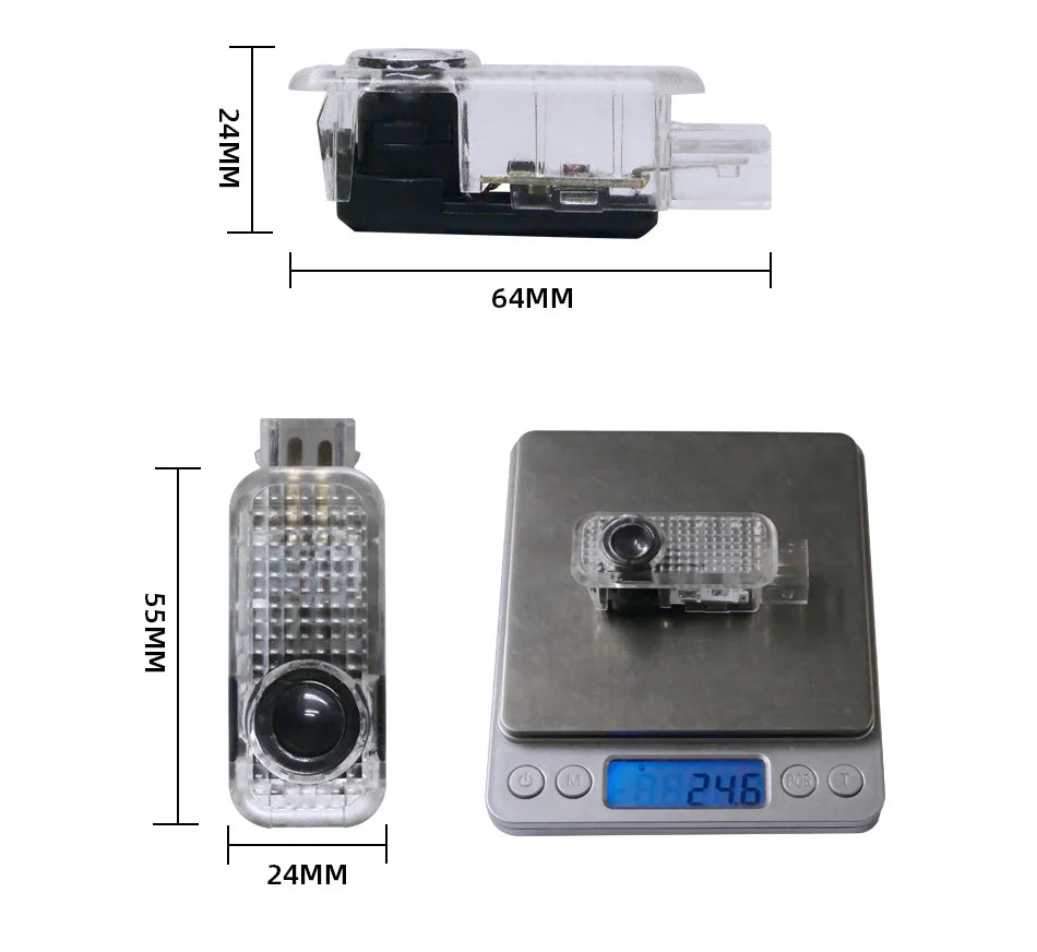 GPRGIT Car Door LED Ghost Shadow Projector Welcome Lamp for Audi Series 12V
