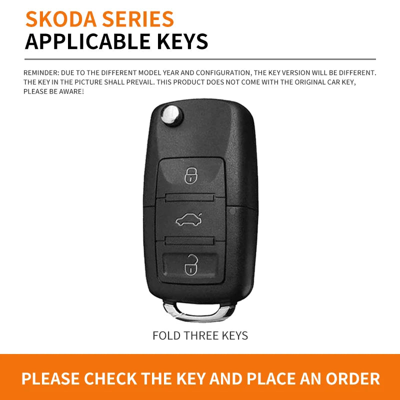 GPRGIT Metal Leather Car Flip Key Fob Case Cover for VW Golf Bora Jetta Scirocco Tiguan Polo Skoda Octavia Superb Keyless