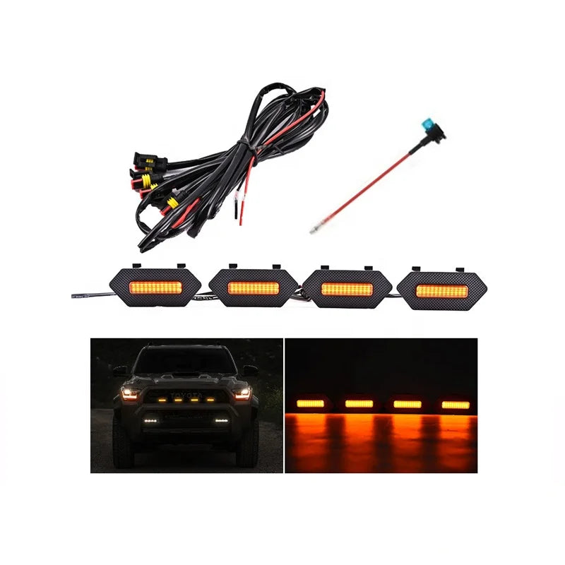 GPRGIT 4-Piece LED Grille Light for 2025 Toyota 4Runner TRD / TRD PRO - DRL Warning Light
