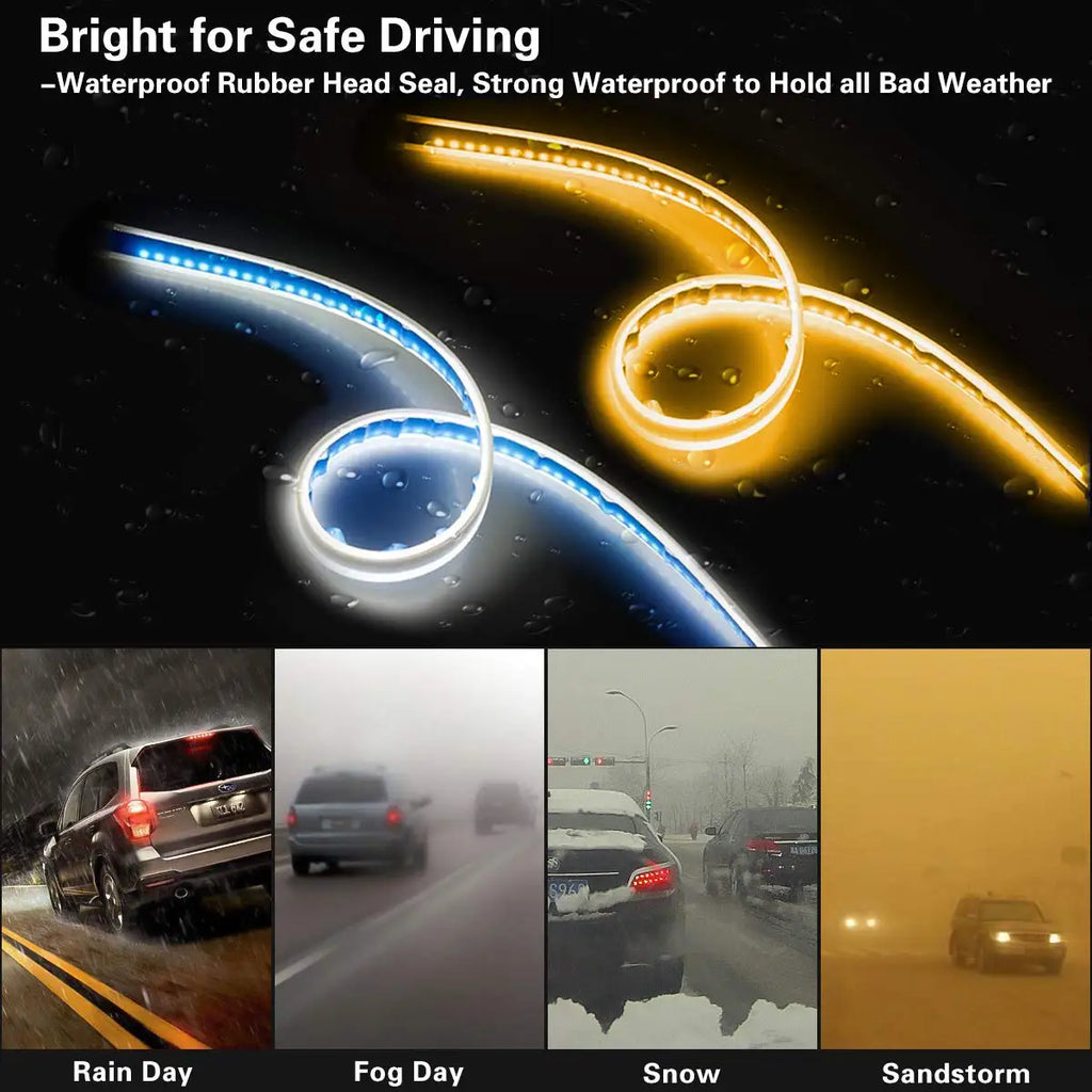 GPRGIT Two-Color Ultra-Thin Daytime Running Light Strip Light Flexible LED Turn Signal Light