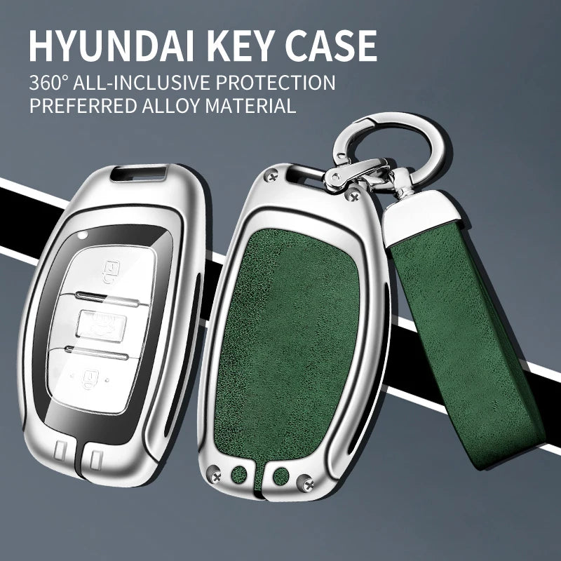 GPRGIT Zinc Alloy Leather Car Logo Key Case Cover for Hyundai IX20 I30 IX35 I40 Ix25 IX45 I10 I20 Tucson Verna Sonata Elantra SantaFe