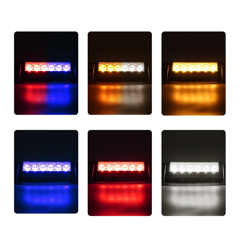 8 Inches 6 LED Car Warning Strobe Dash Lights Traffic Advisor Emergency Flashing Windshield Light with Suction Cup 12V
