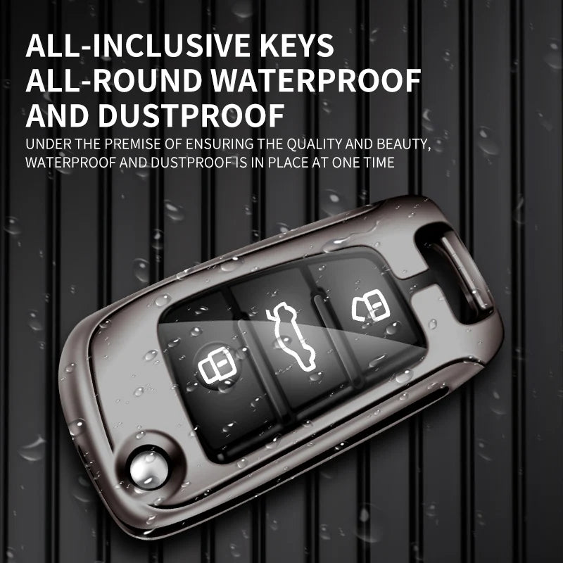 GPRGIT Zinc Alloy Leather Car Logo Key Case Cover for Audi A1 A3 A4 A5 A6 A7 Q3 Q5 Q7 B6 B7 B8 8P 8V 8L C5 C6 TT RS Smart Accessories