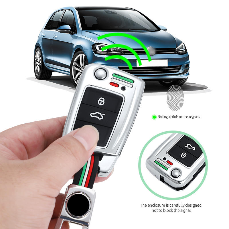 GPRGIT Zinc Alloy Flip Car Key Cover Case for VW Golf 7 Mk7, Seat Ibiza/Leon, Skoda Octavia