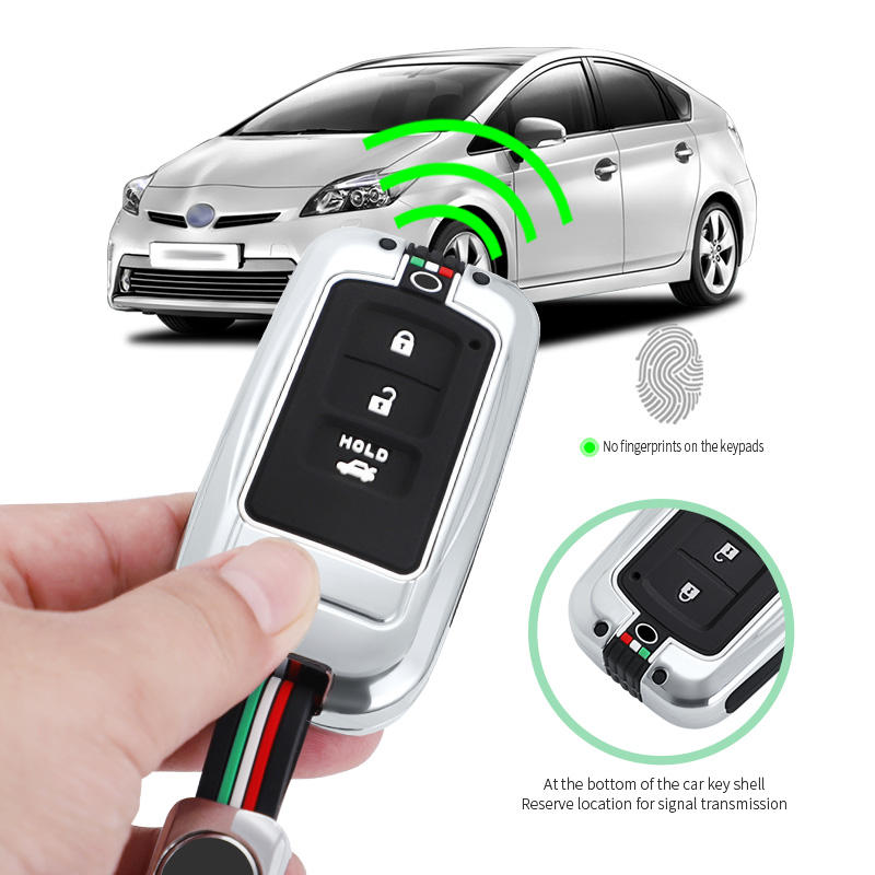 GPRGIT Zinc Alloy Smart Car Key Case Cover for Toyota Camry, Corolla, RAV4, Highlander, Avalon (2015-2017)