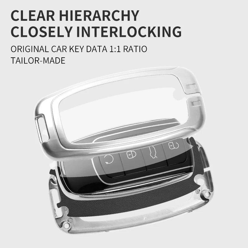 GPRGIT Leather Zinc Alloy Smart Key Case Cover for Chery Tiggo 7 Tiggo 8 Pro 8 PLUS Arrizo 5 Keyless Holder Protector Shell