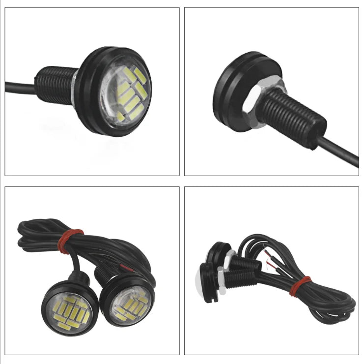 GPRGIT Eagle Eye COB LED Chips DRL Fog Light Strobe Flash LED 23mm 18mm 12v 24v Waterproof Warning Light Daytime Running Light For Car