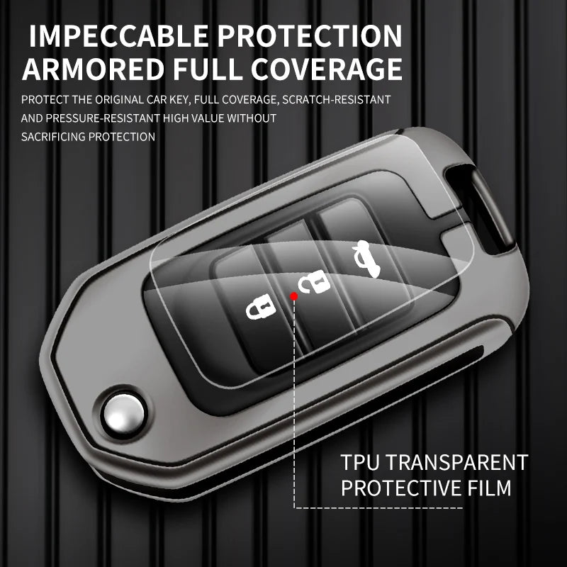 GPRGIT Zinc Alloy Car Key Case Cover Shell Holder Protector for Honda XRV CRV Civic Accord City Jazz Marina Wisdom