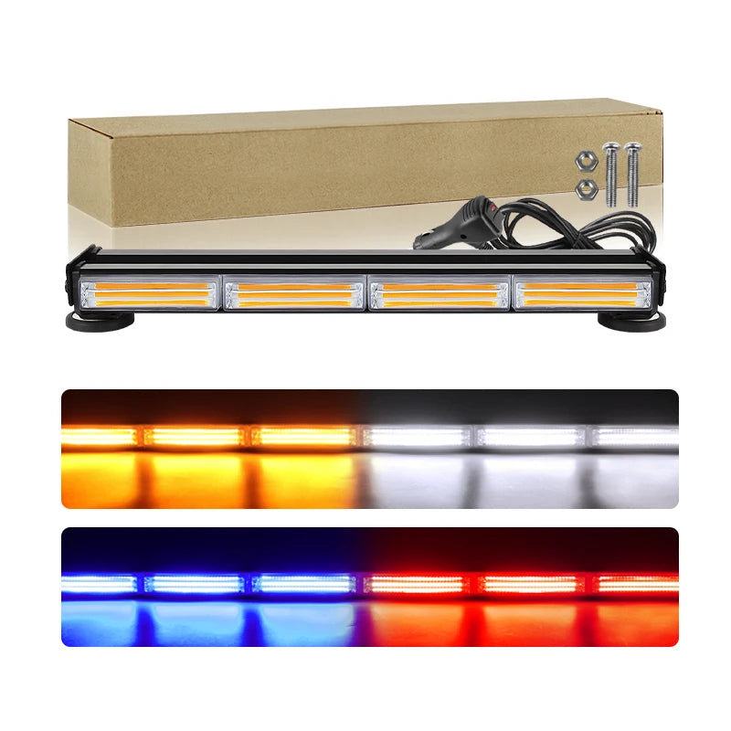Automobile LED COB Flashing Light Bar Dual Row Strobe Security Warning Light for Truck Ofroad Boat Lighting Accessories