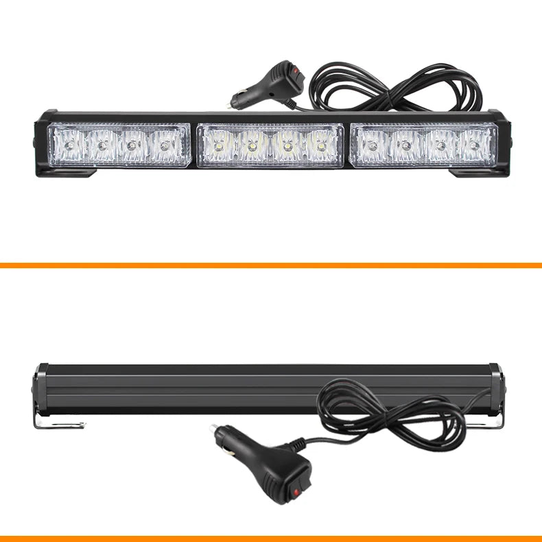 25inch Auto Emergency LED Strobe Light Bar Boat Trailer Offroad Truck Roof Grille DRL Flashing Warning Lamps 24W