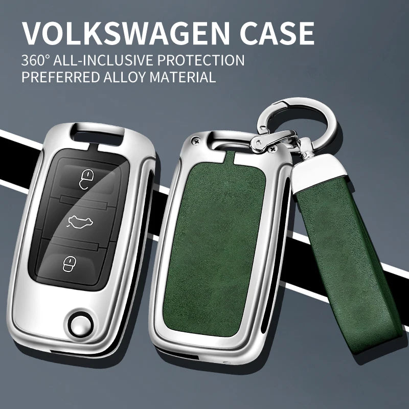 GPRGIT Metal Leather Key Case Cover for Volkswagen VW Bora Polo Tiguan Jetta Passat B5 B6 B7 Golf Beetle Skoda Octavia