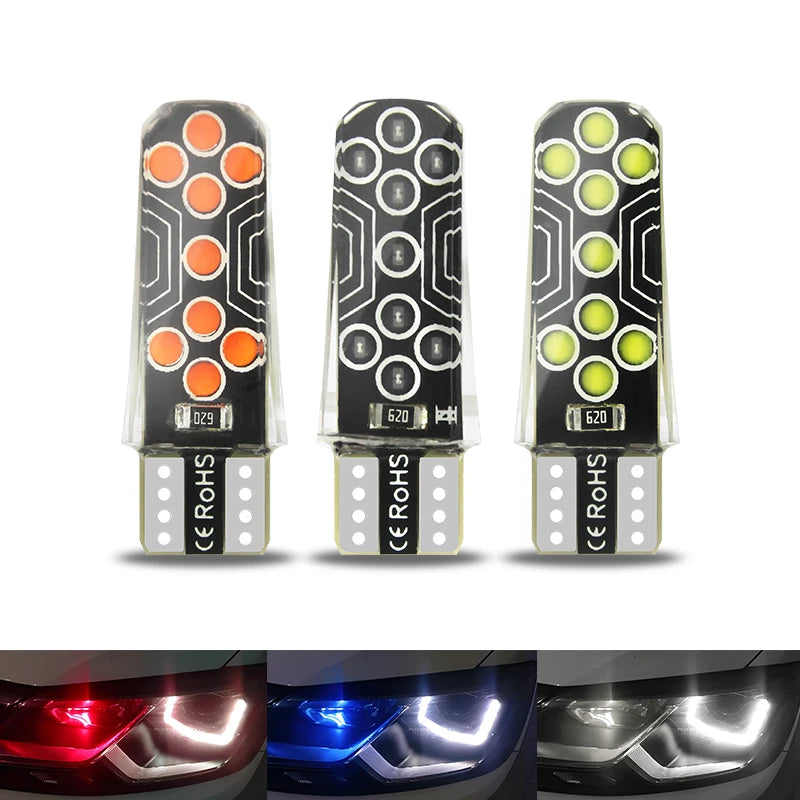 GPRGIT Car W5W T10 COB 18LED Silicone Width Indicator LED Light Bulbs License Plate Reading Lamp for Motorcycle