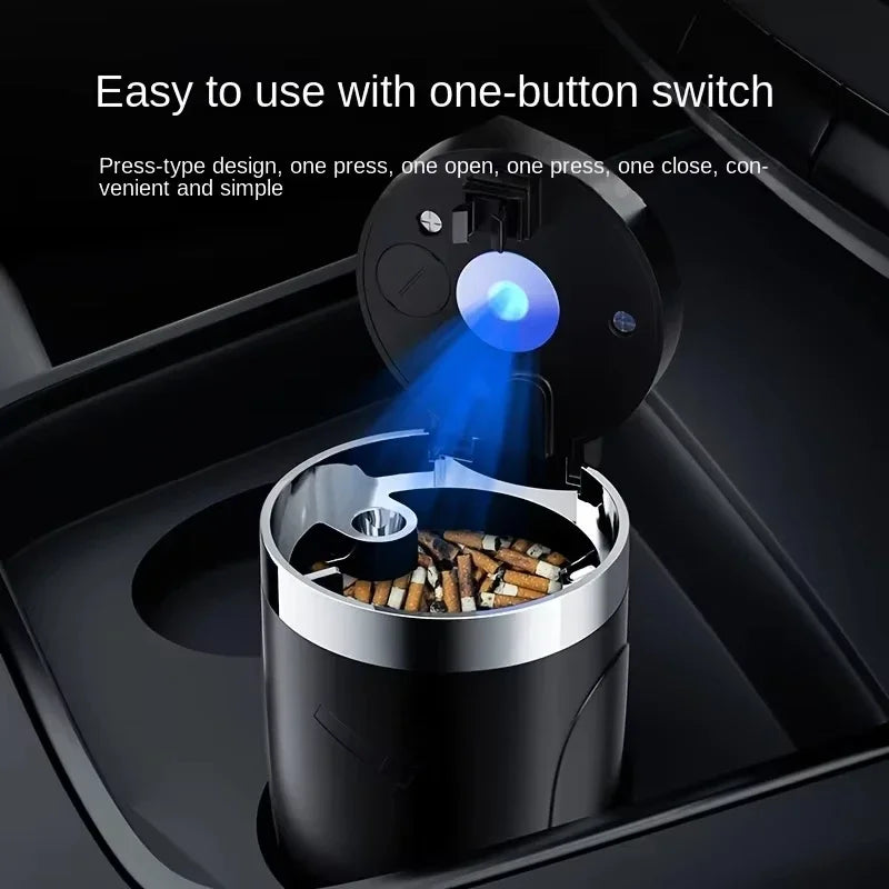 GPRGIT Portable Car LED Ashtray Universal Auto Ashtray Cigarette Ash Holders Cup Car Interior Decor Smokeless Auto Holder Box