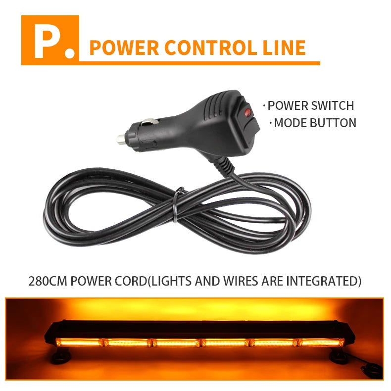 4 Row Led Flashing Light Bar Car Amber Emergency Warning Flashing Lamp Safety Beacon Lights for Vehicles Trailer Truck