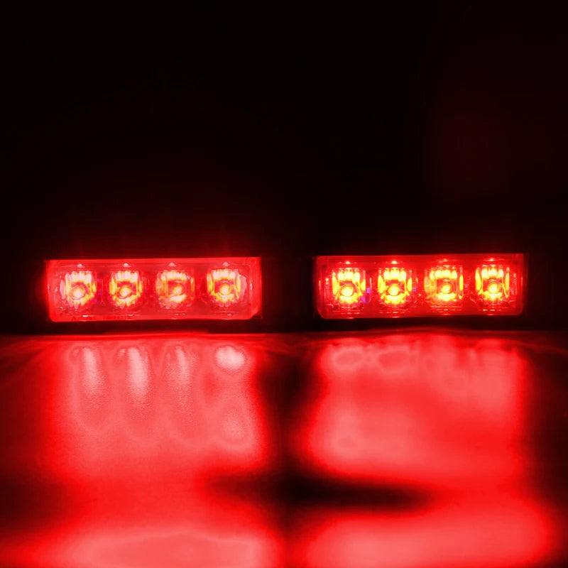2 in 1 Auto Mini 4LED Strobe Lights Bar Grill Warning Lightbar Car Truck Emergency Flasher Flashlight Car Accessories 12v