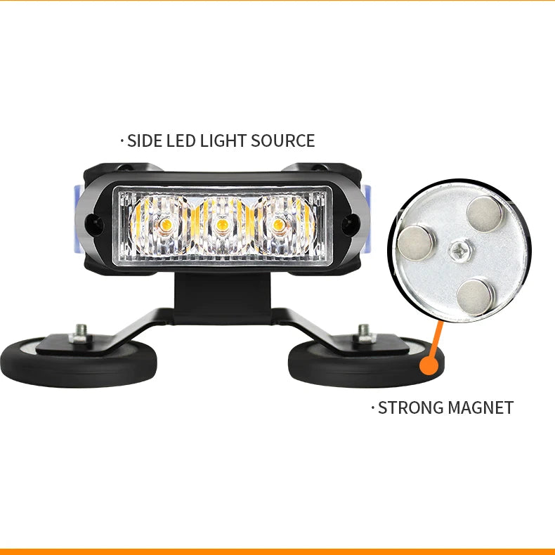 4 Row Led Flashing Light Bar Car Amber Emergency Warning Flashing Lamp Safety Beacon Lights for Vehicles Trailer Truck