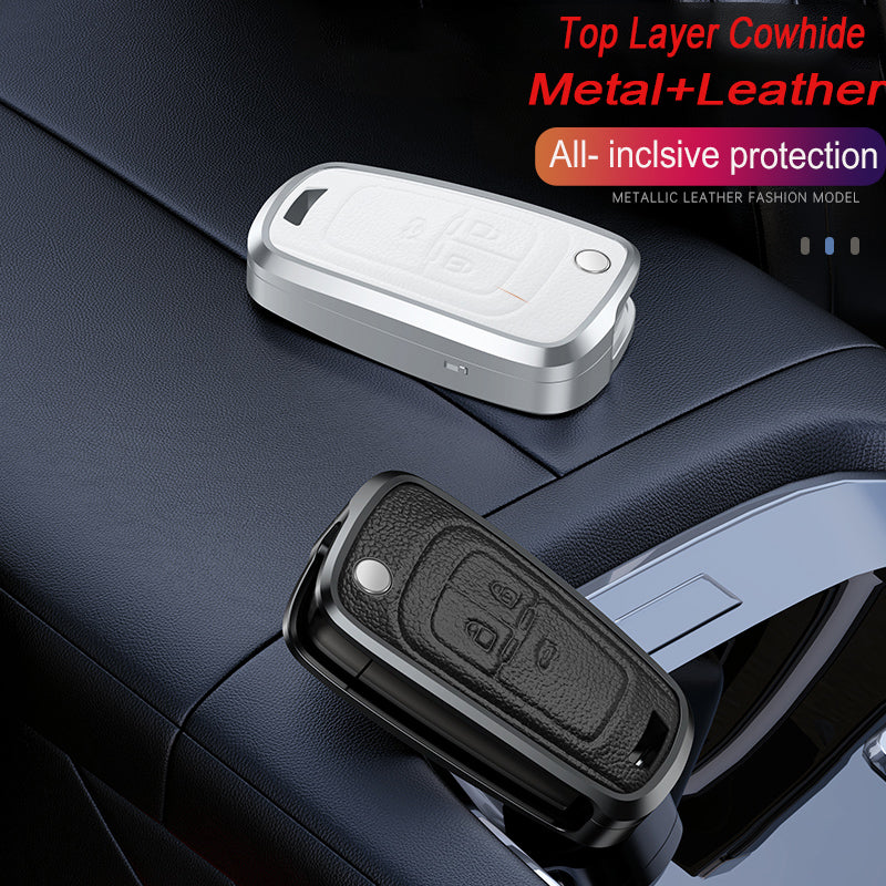 GPRGIT Aluminum Alloy+Leather Car Key Case Cover for Buick Chevrolet Cruze Aveo Trax Opel Astra Corsa Meriva Zafira