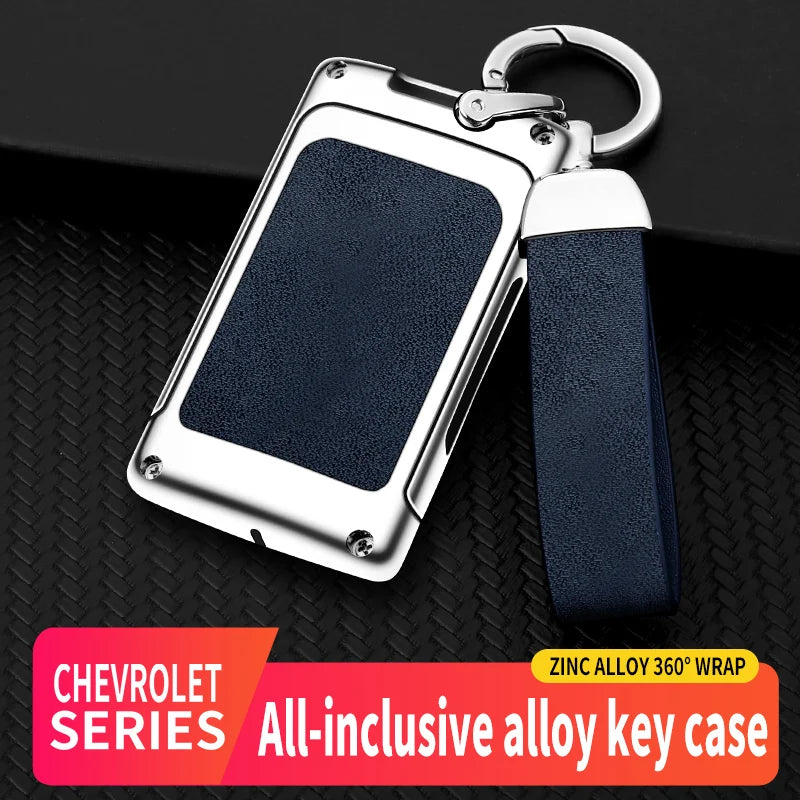 GPRGIT Zinc Alloy Leather Car Key Cover Case for Chevrolet Corvette C7/Captiva/Spark/Onix/Volt/Aveo/Sonic