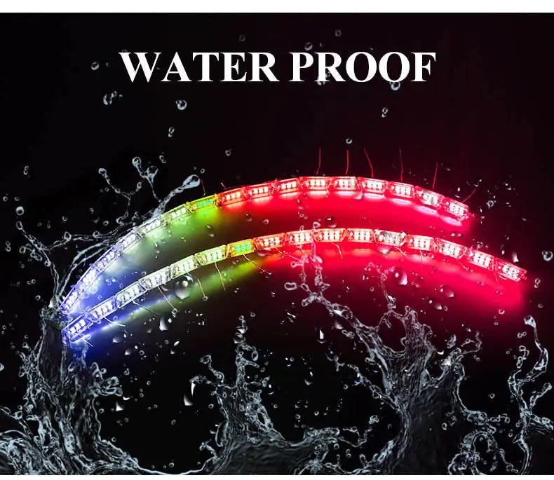 GPRGIT 2pcs APP Sequential Flow LED DRL Flexible Waterproof Turn Signal Angel Eye Decorative Light Strip