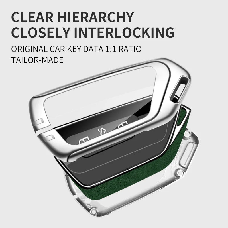 GPRGIT Metal Leather Key Case Cover for VW Volkswagen Golf 8 2020 Skoda Octavia A8 2021 SEAT Leon MK4 Key Fob