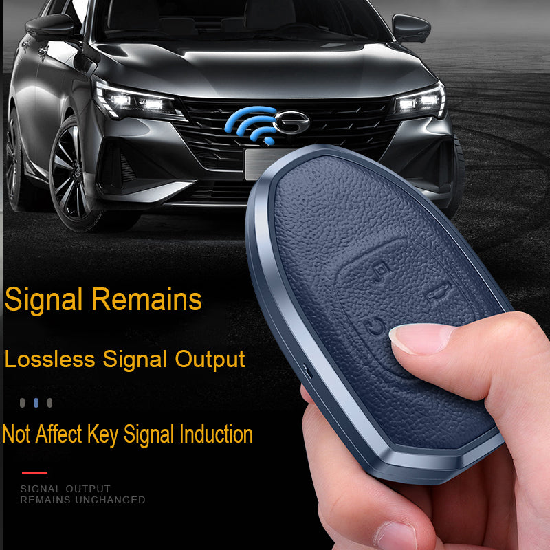 GPRGIT Aluminum Alloy+Leather Car Key Cover Case for GAC Trumpchi Empow 2021 J11-J15 J16 Keychain Holder